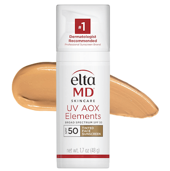 A bottle of EltaMD UV Elements Facial Sunscreen Lotion, Tinted, SPF 44